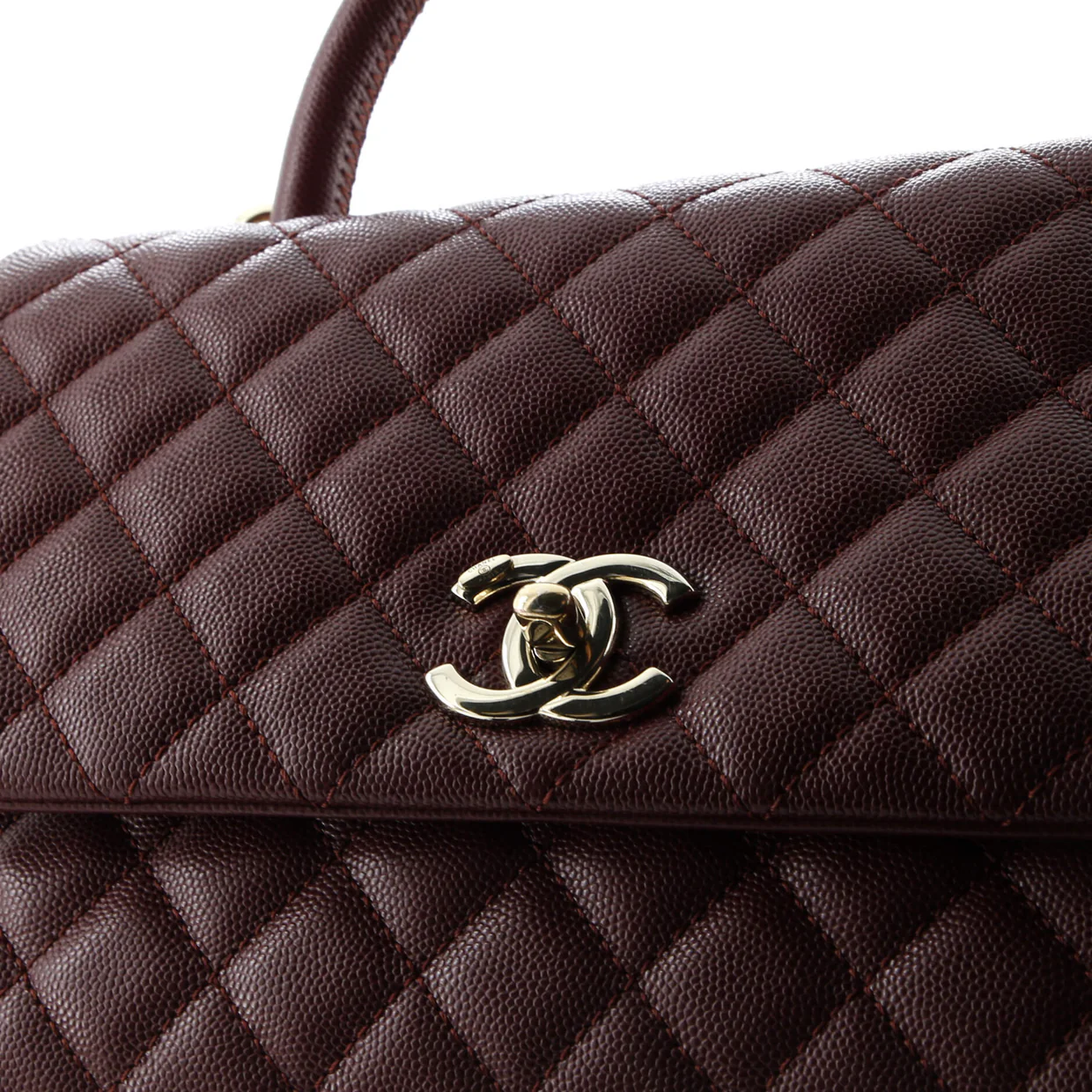 Coco Top Handle Bag Quilted Caviar Small - Deep Luxury