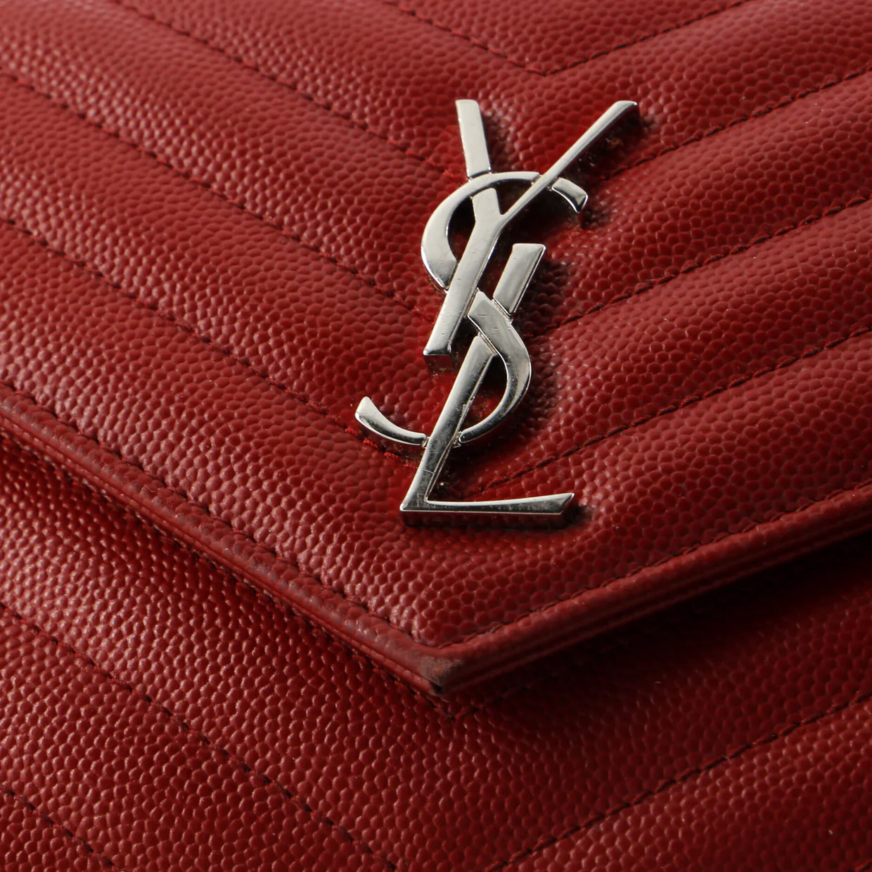 Classic Monogram Wallet on Chain Matelasse Chevron Leather Small - Deep Luxury
