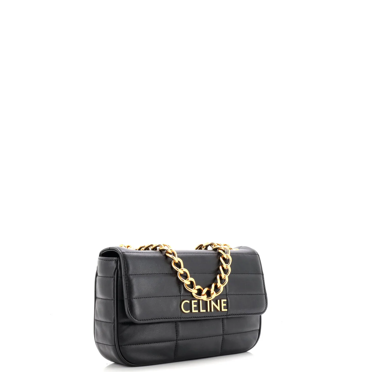 Logo Chain Flap Bag Quilted Goatskin Small - Deep Luxury