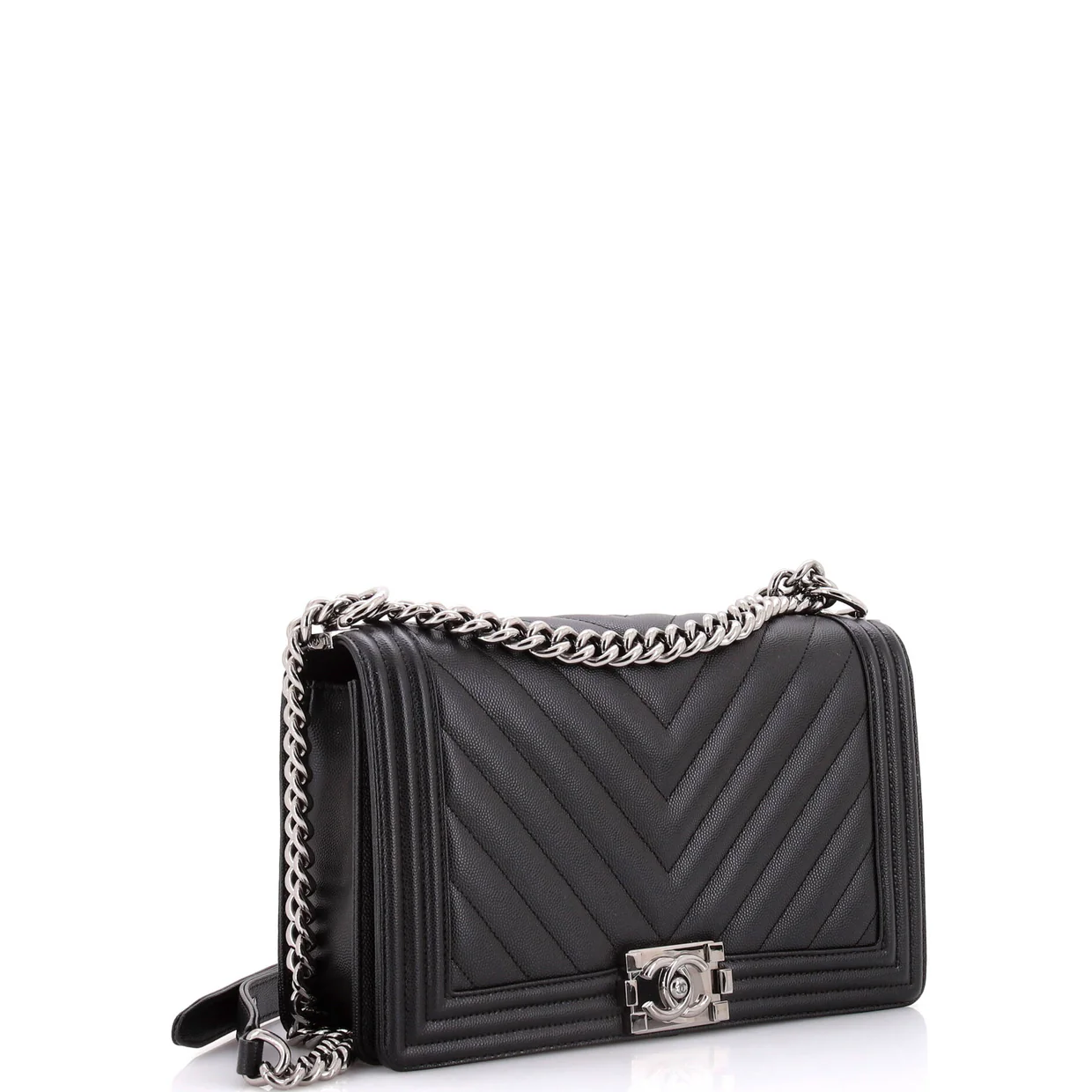 Boy Flap Bag Chevron Caviar New Medium - Deep Luxury