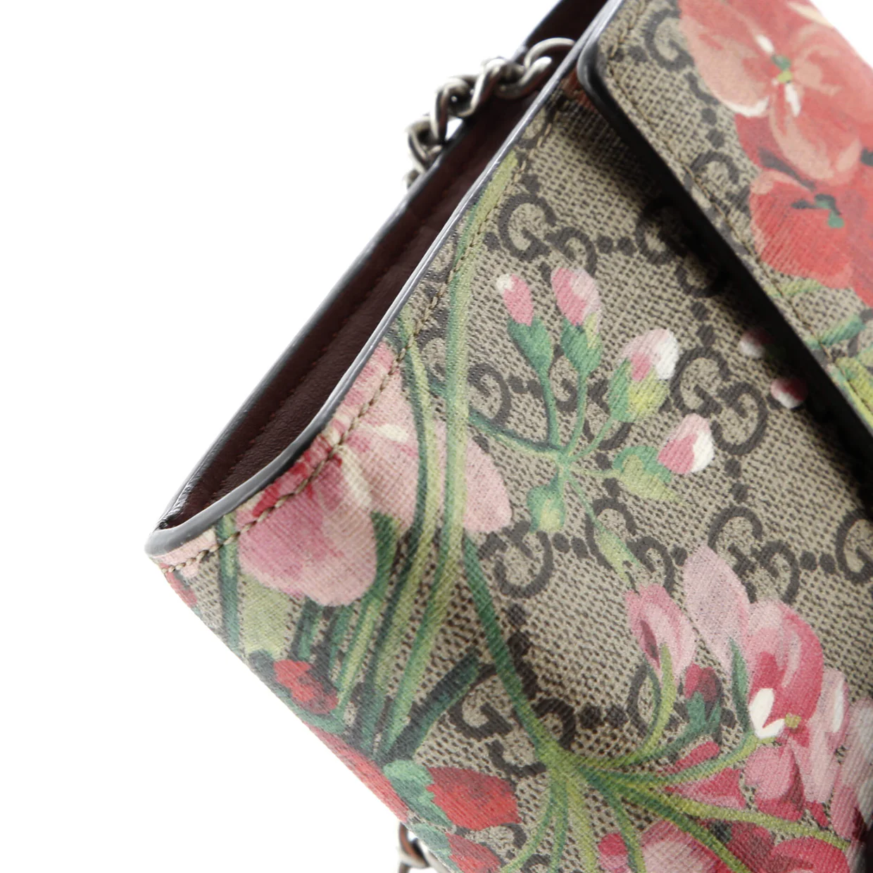 Dionysus Chain Wallet Blooms Print GG Coated Canvas Small - Deep Luxury