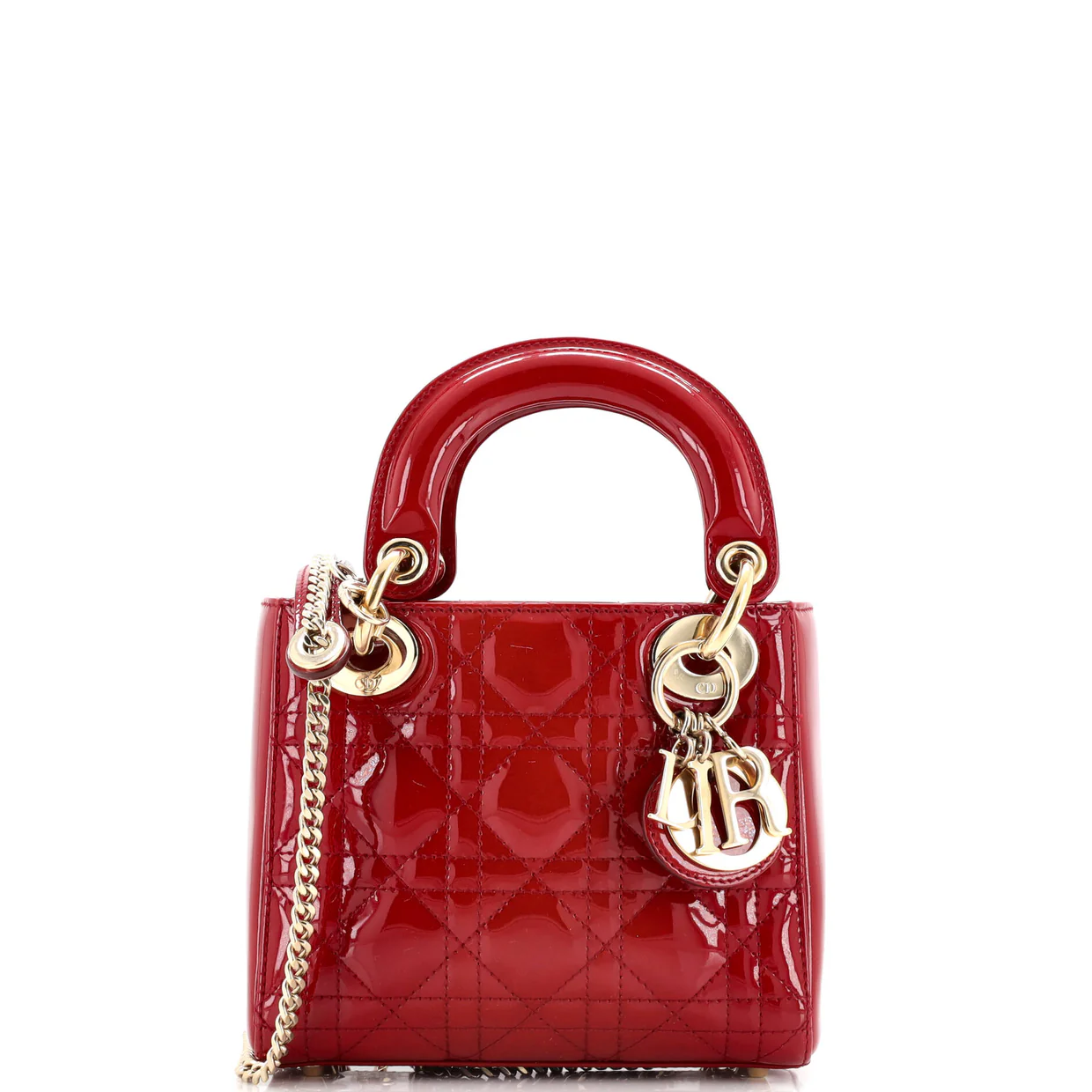 Lady Dior Chain Bag Cannage Quilt Patent Mini - Deep Luxury