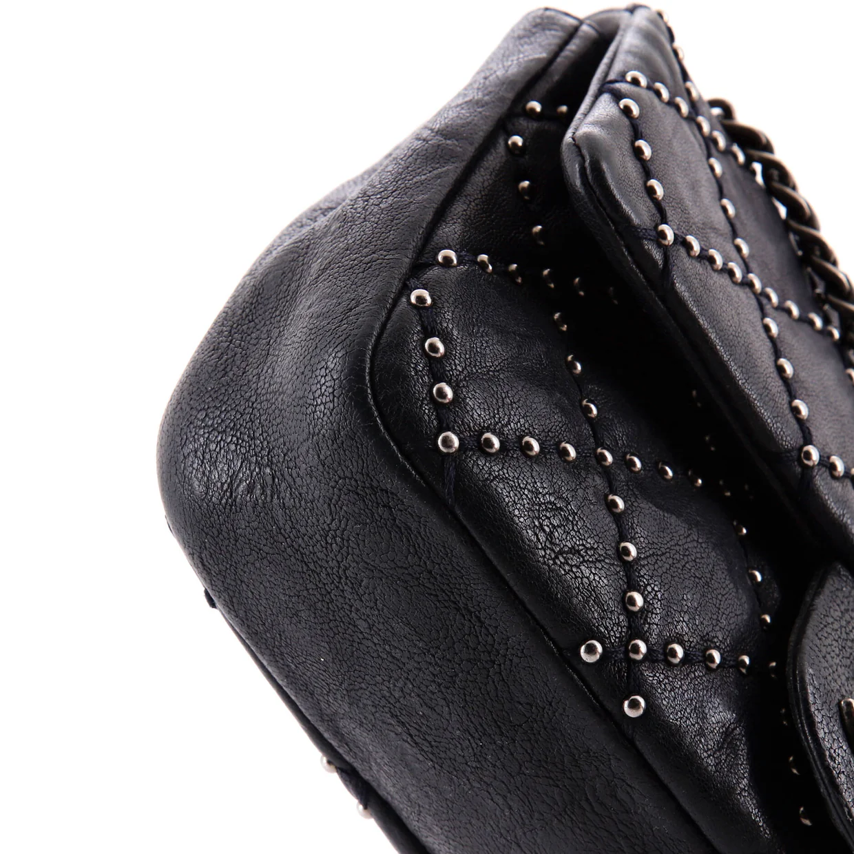 Paris-Dallas Metal Beauty Flap Bag Studded Quilted Distressed Calfskin Small - Deep Luxury