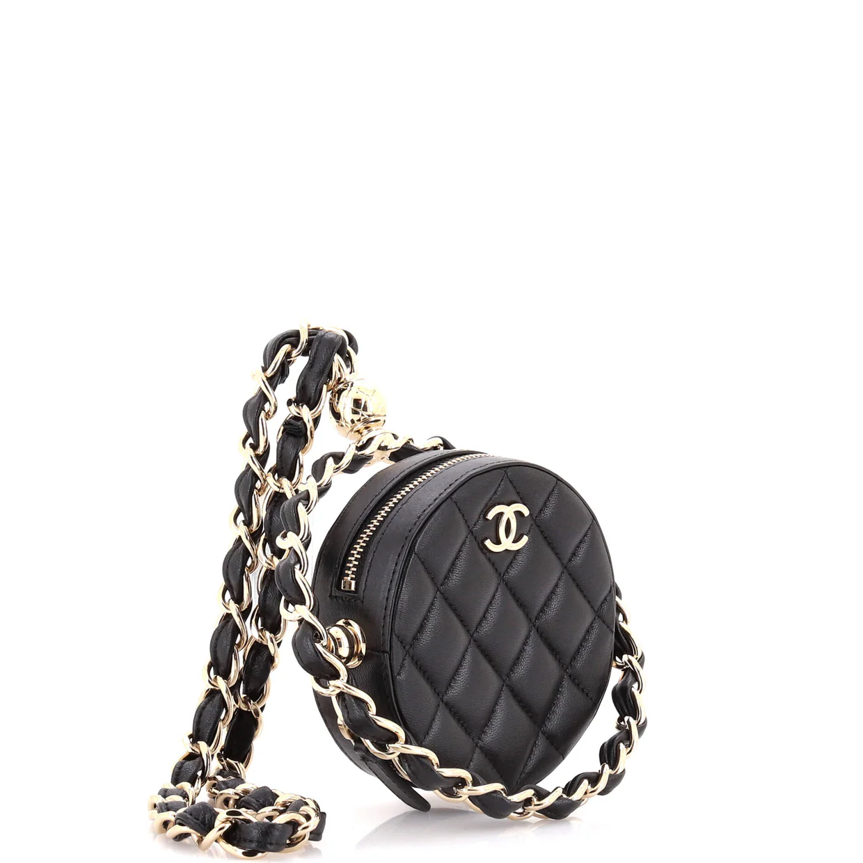 Frame Chain Around Round Clutch with Chain Quilted Lambskin Mini - Deep Luxury