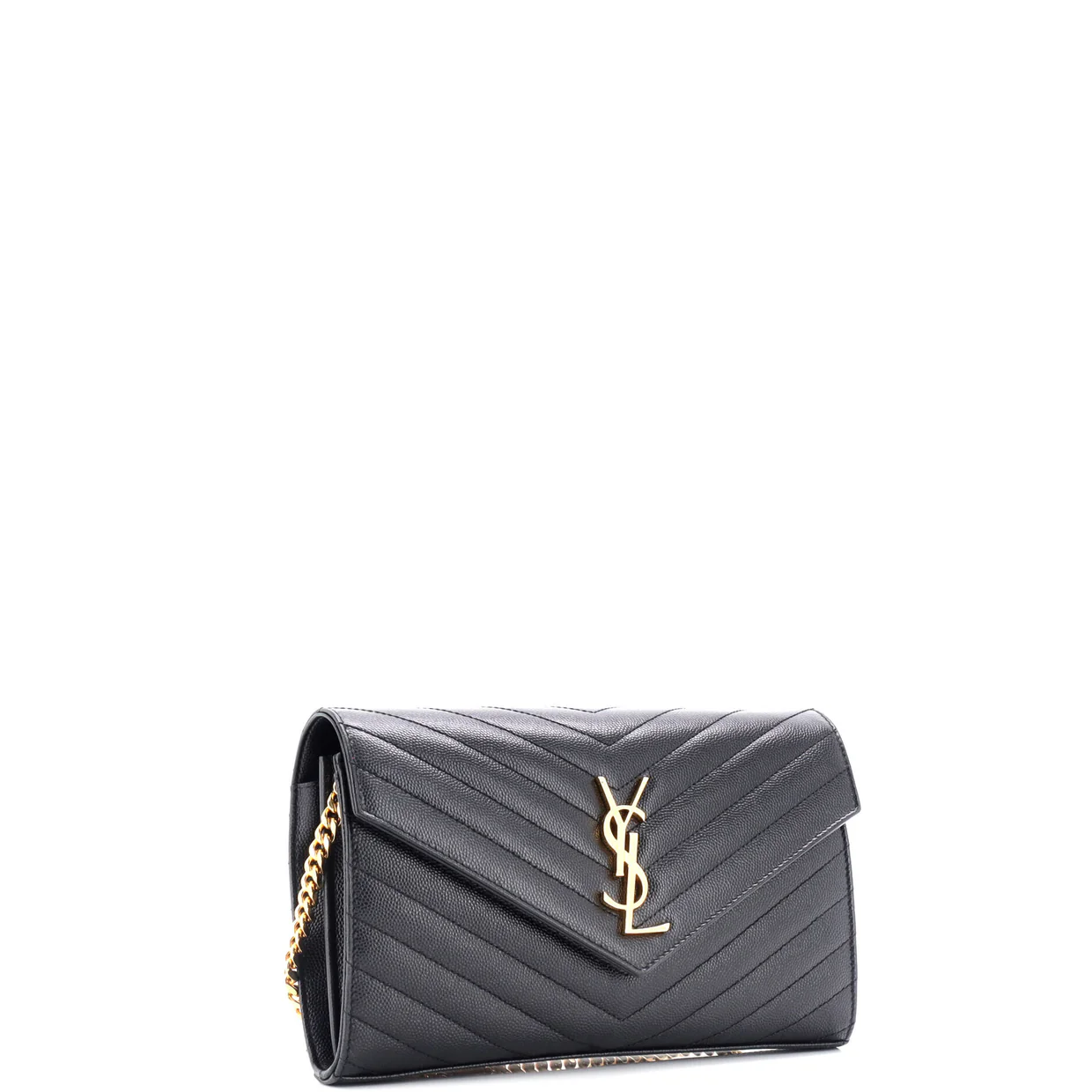 Classic Monogram Wallet on Chain Matelasse Chevron Leather Medium - Deep Luxury