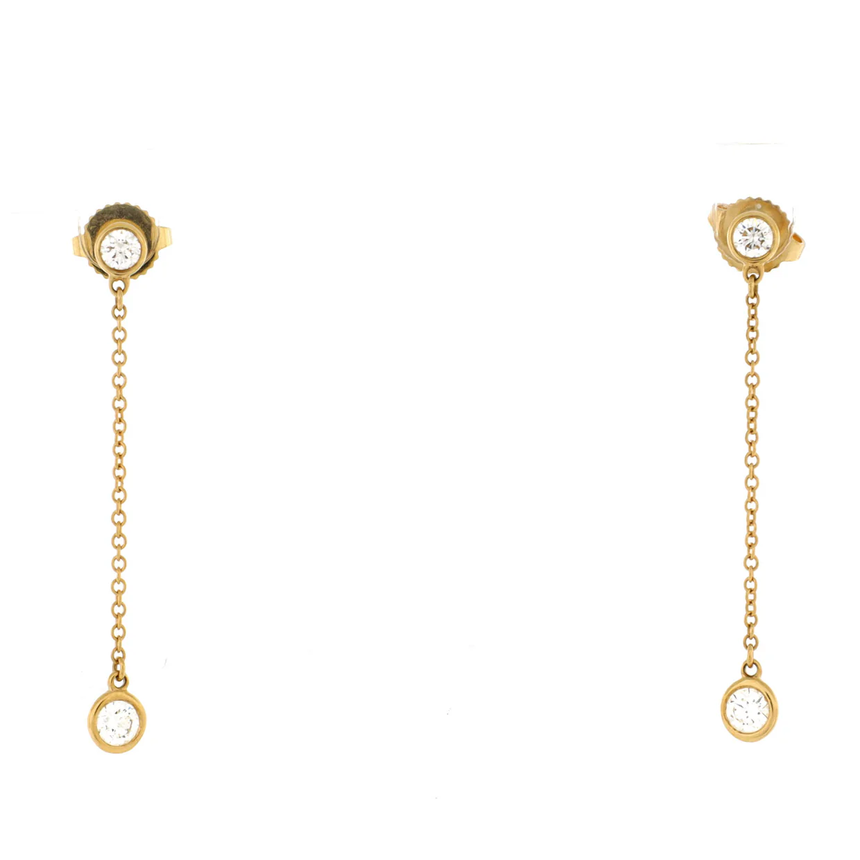 Elsa Peretti Diamonds By The Yard Drop Earrings 18K Yellow Gold with Diamonds .39CT - Deep Luxury