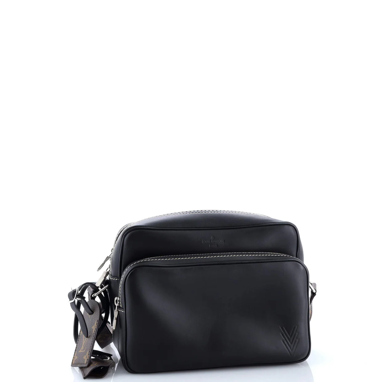 Nil Messenger Bag Leather with Monogram Canvas PM - Deep Luxury