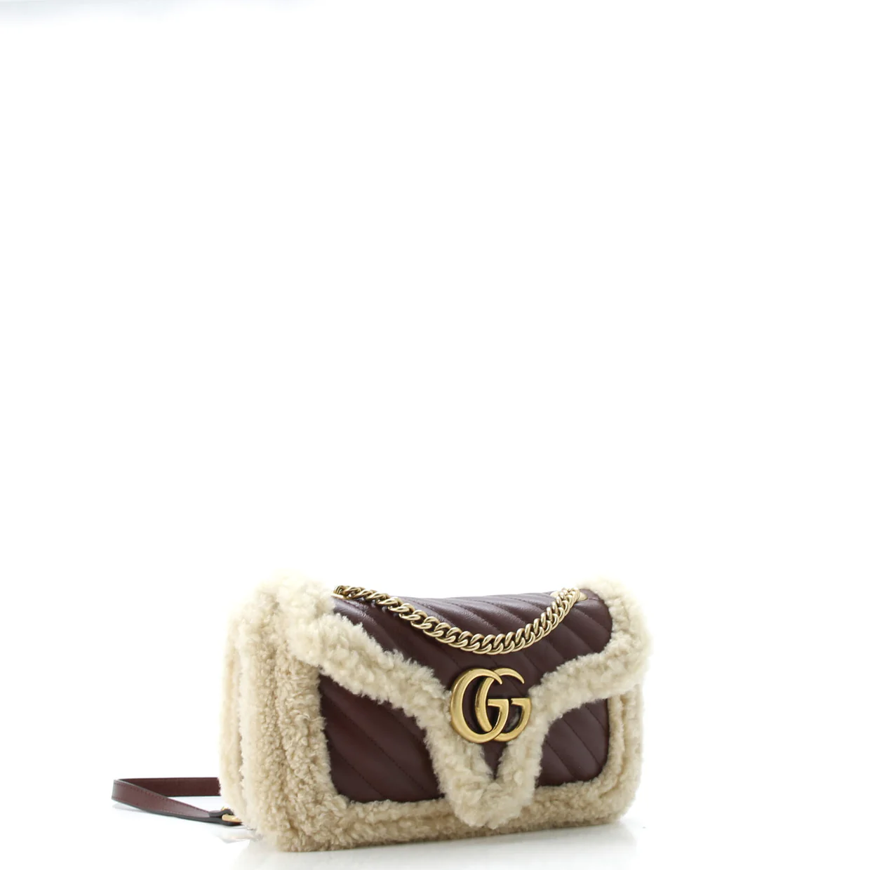 GG Marmont Flap Bag Diagonal Quilted Leather with Wool Trim Small - Deep Luxury