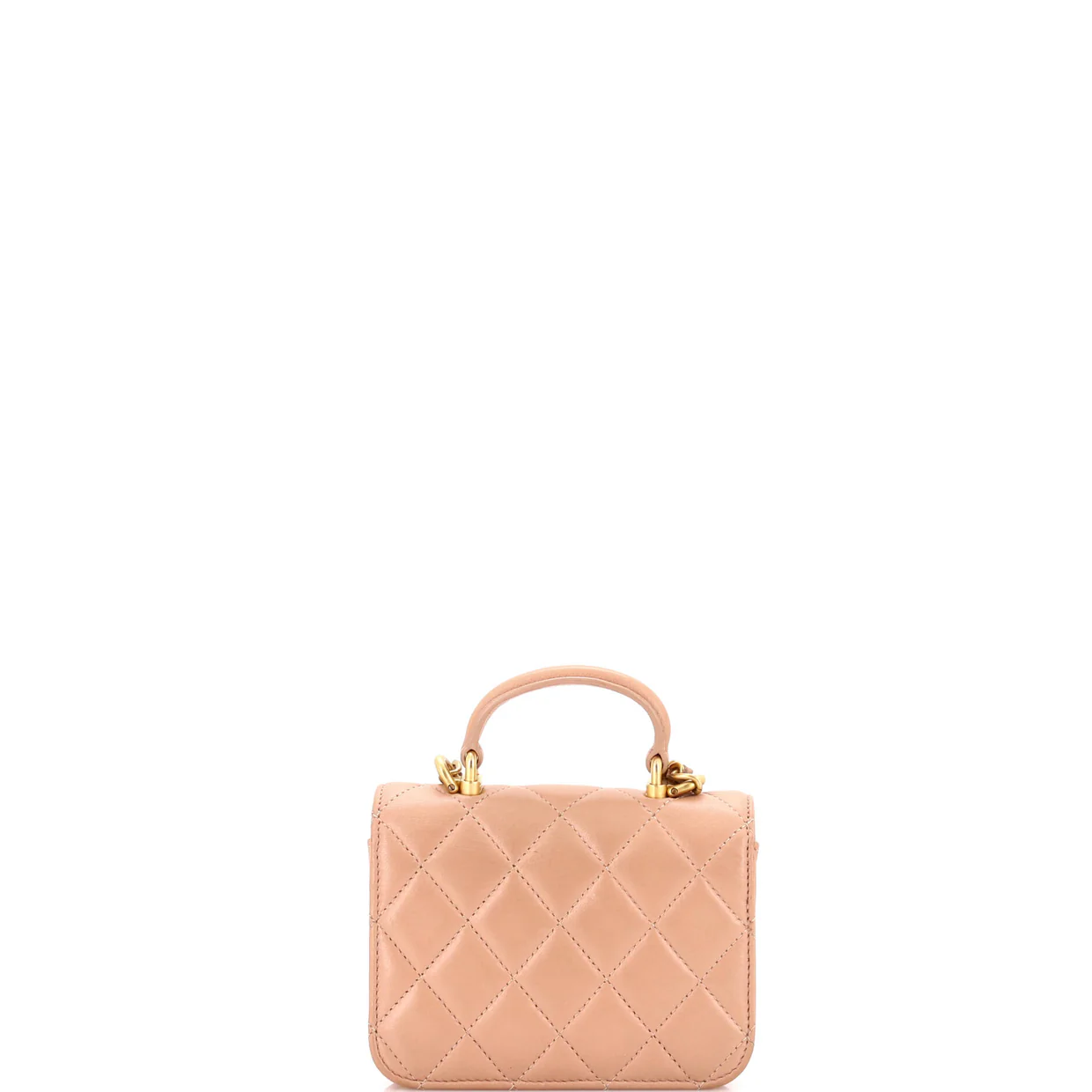 Top Handle Flap Coin Purse with Chain Quilted Lambskin - Deep Luxury