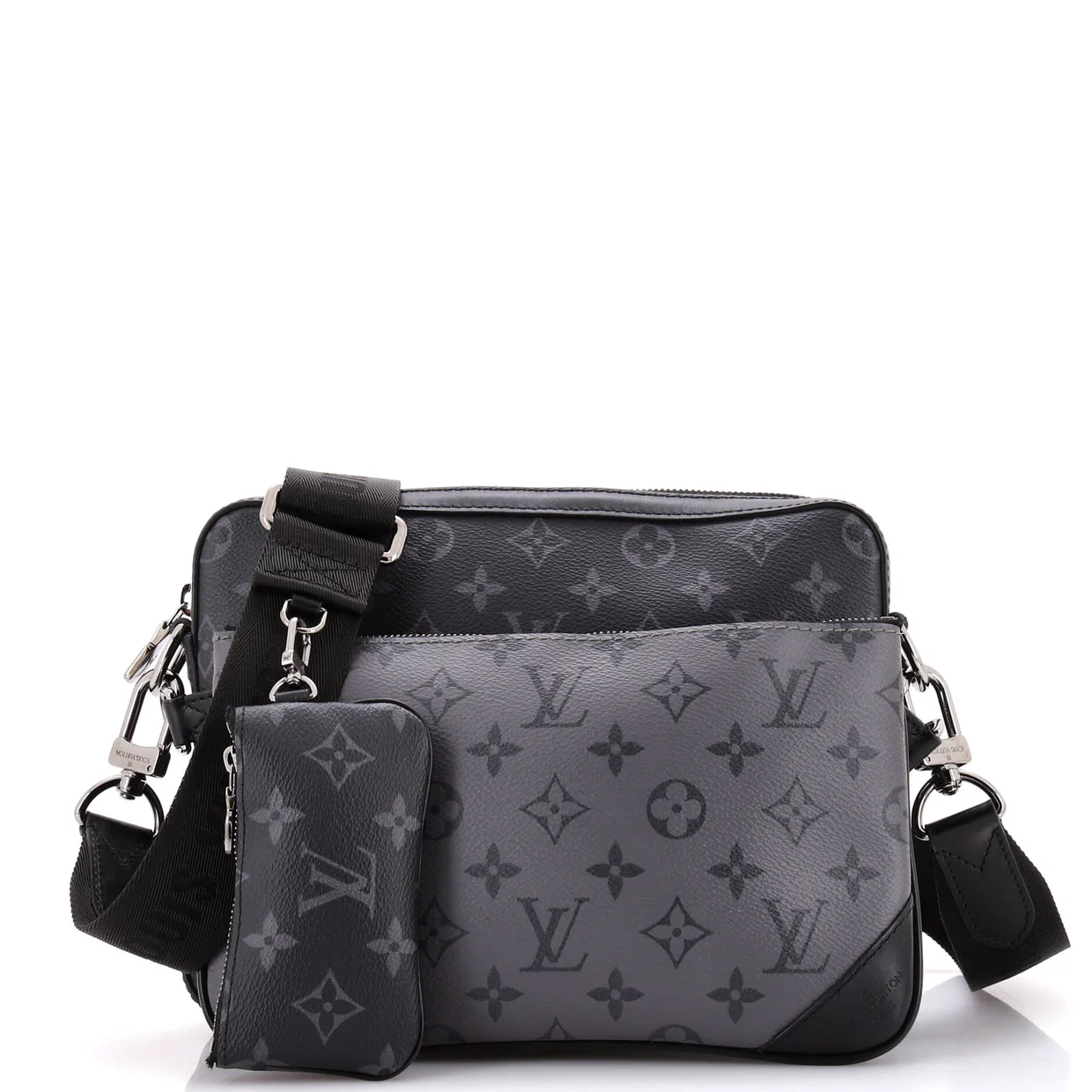 Trio Messenger Bag Reverse Monogram Eclipse Canvas - Deep Luxury