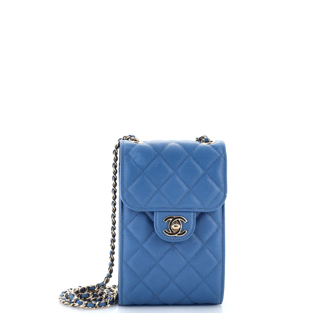 CC Flap Phone Holder Crossbody Bag Quilted Caviar - Deep Luxury