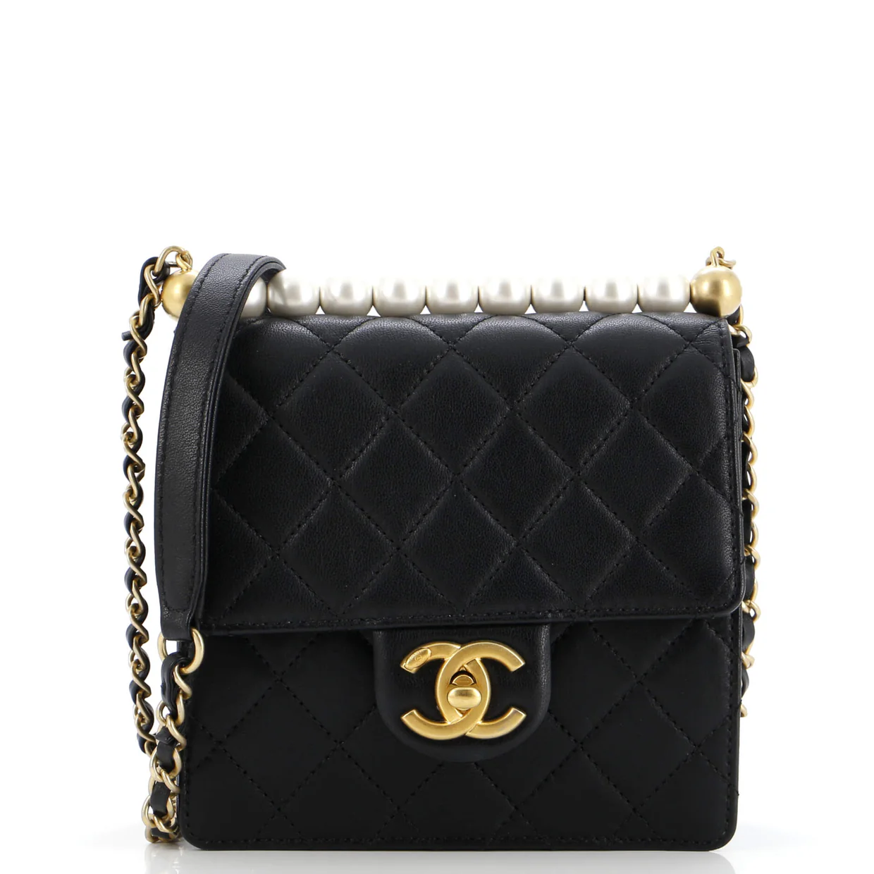 Chic Pearls Flap Bag Quilted Lambskin Mini - Deep Luxury
