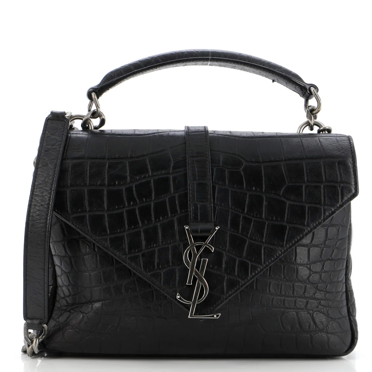Classic Monogram College Bag Crocodile Embossed Leather Medium - Deep Luxury