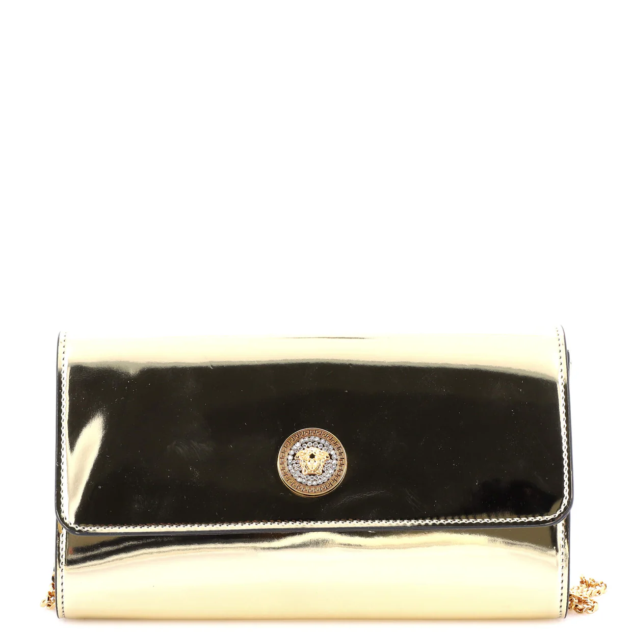 La Medusa Clutch on Chain Patent - Deep Luxury