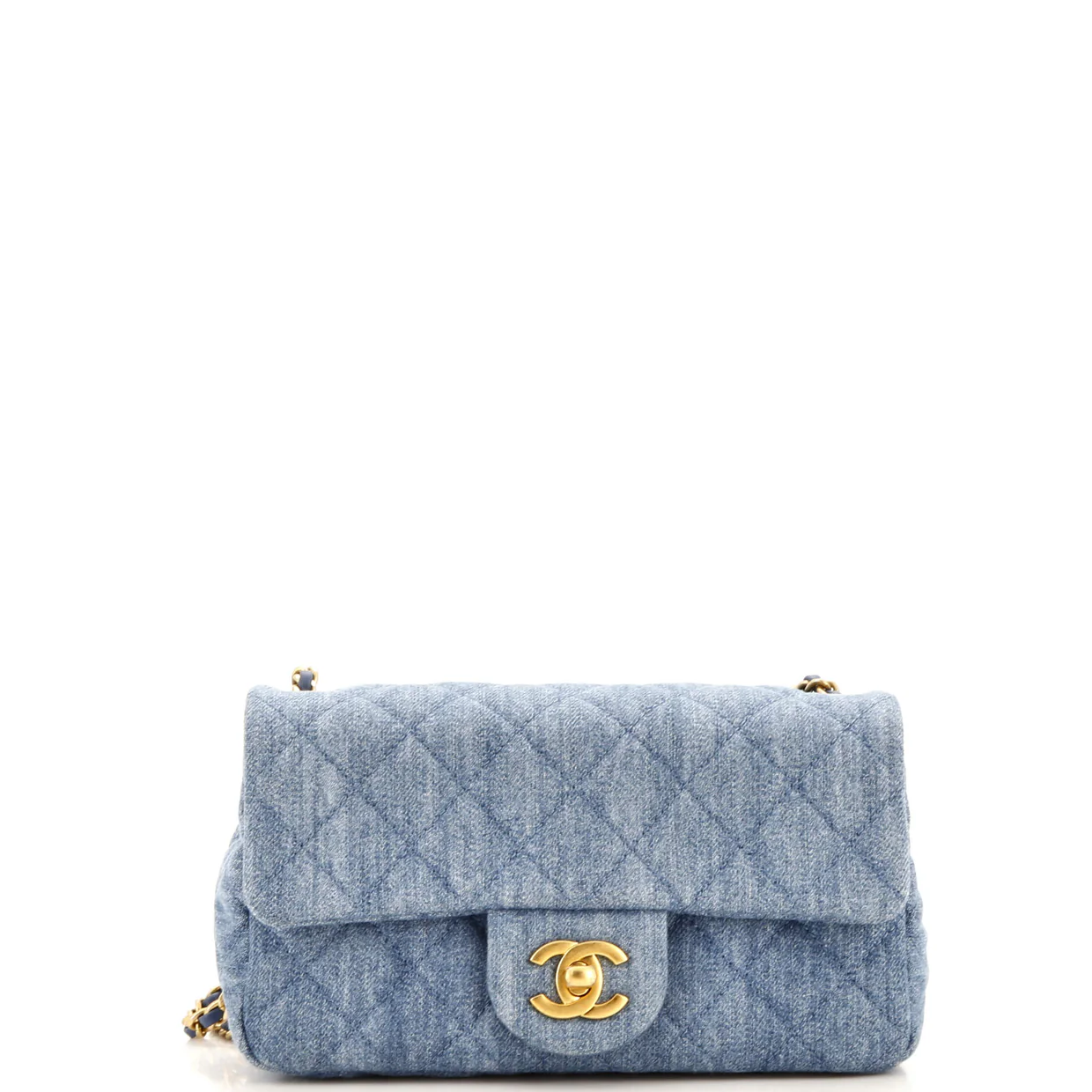 Pearl Crush Flap Bag Quilted Denim Mini - Deep Luxury