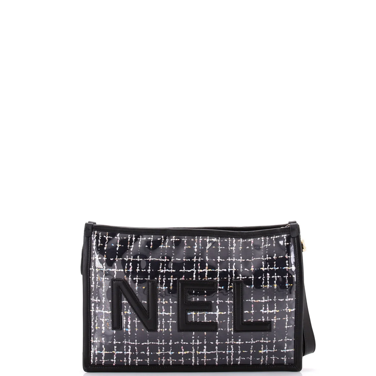 Logo Wristlet Clutch PVC Over Quilted Tweed Large - Deep Luxury
