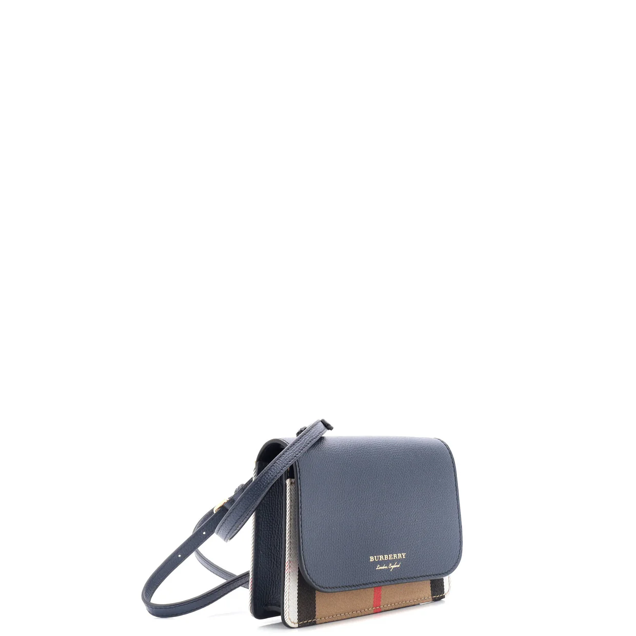 Hampshire Wallet on Chain Leather and House Check Canvas - Deep Luxury