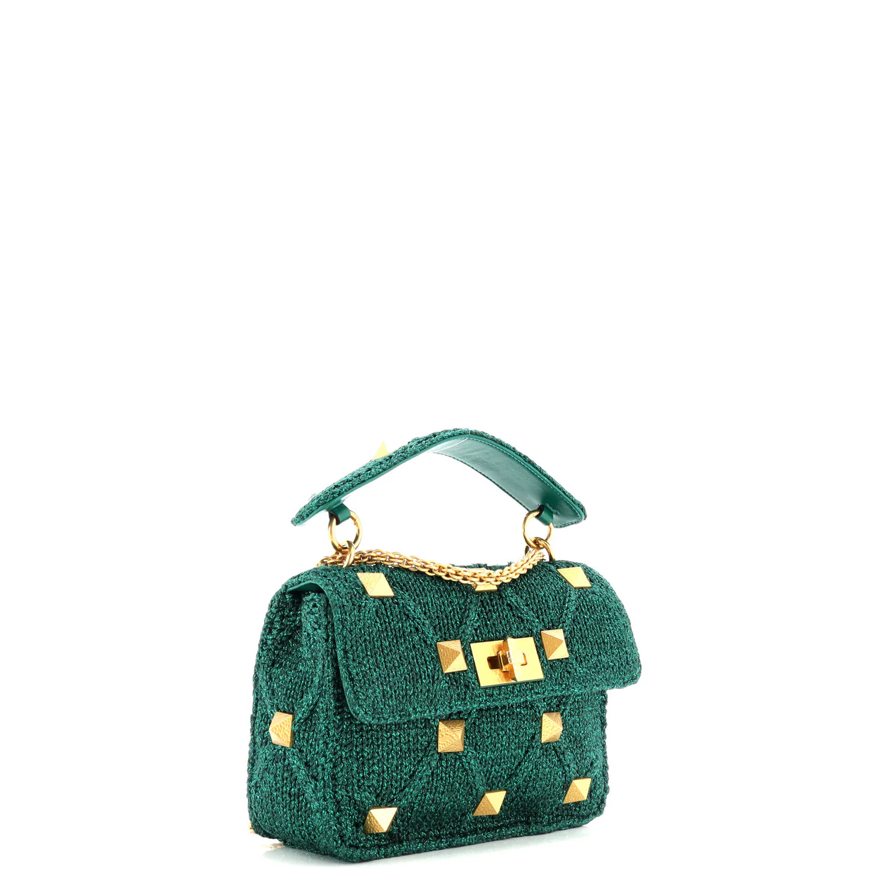 Roman Stud Flap Bag Quilted Knit Medium - Deep Luxury