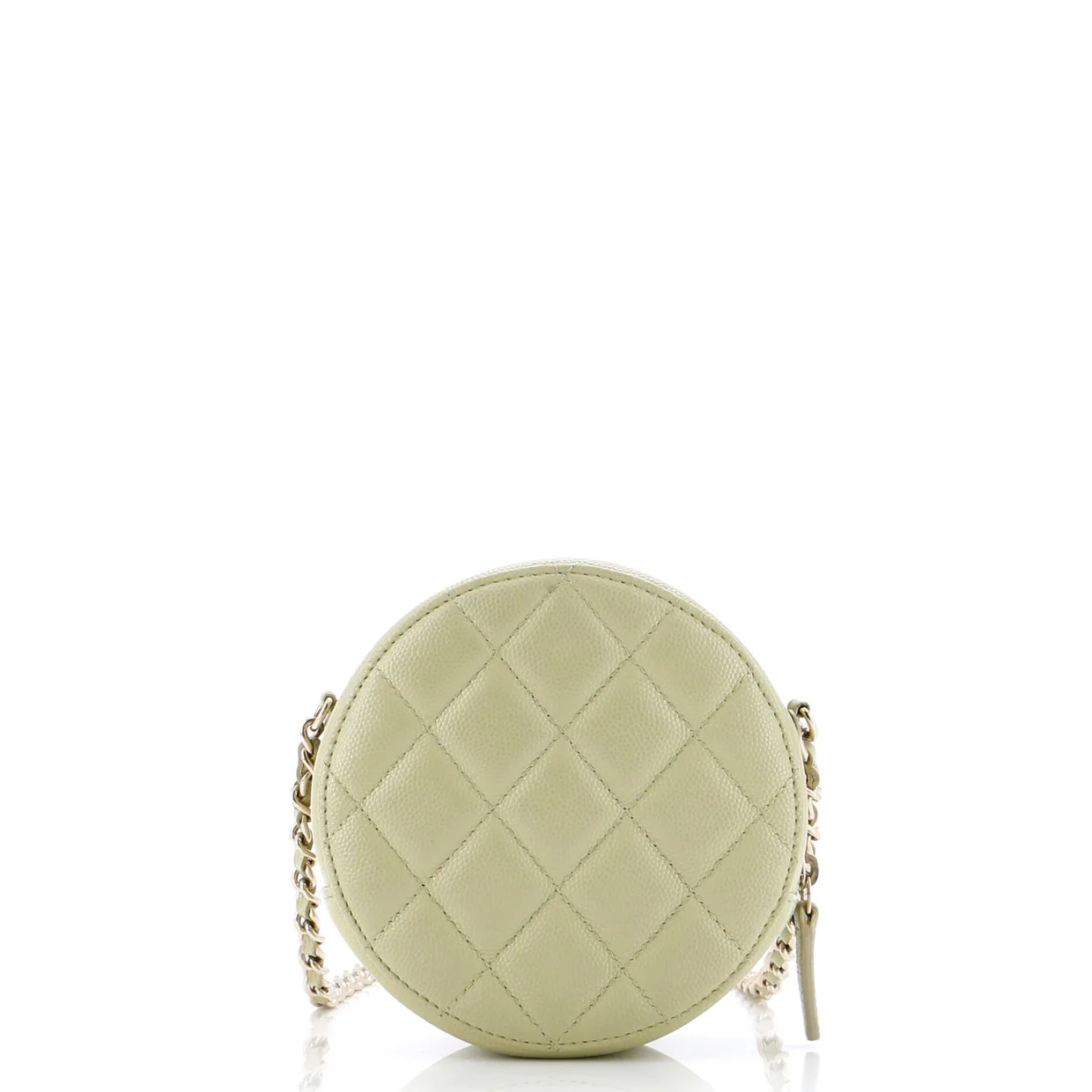 French New Wave Round Clutch with Chain Quilted Caviar - Deep Luxury