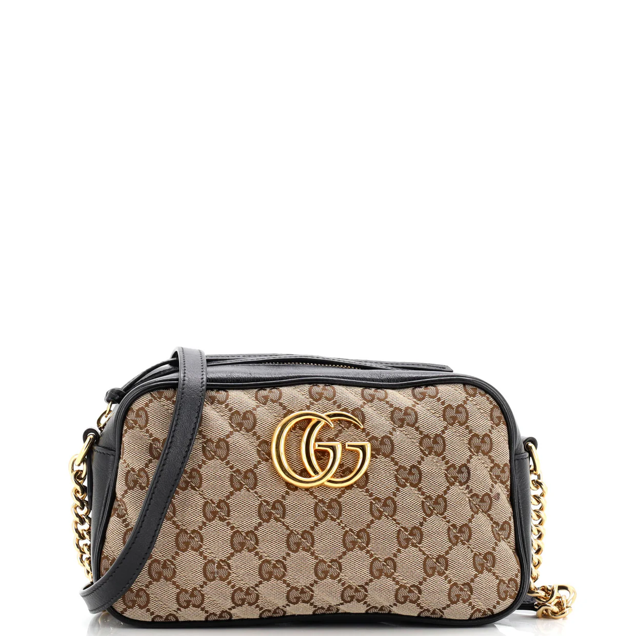 GG Marmont Shoulder Bag Diagonal Quilted GG Canvas with Leather Small - Deep Luxury