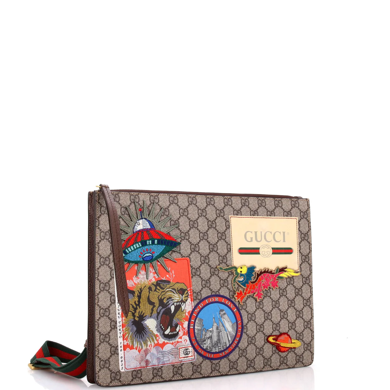 Courrier Messenger Bag GG Coated Canvas with Applique - Deep Luxury