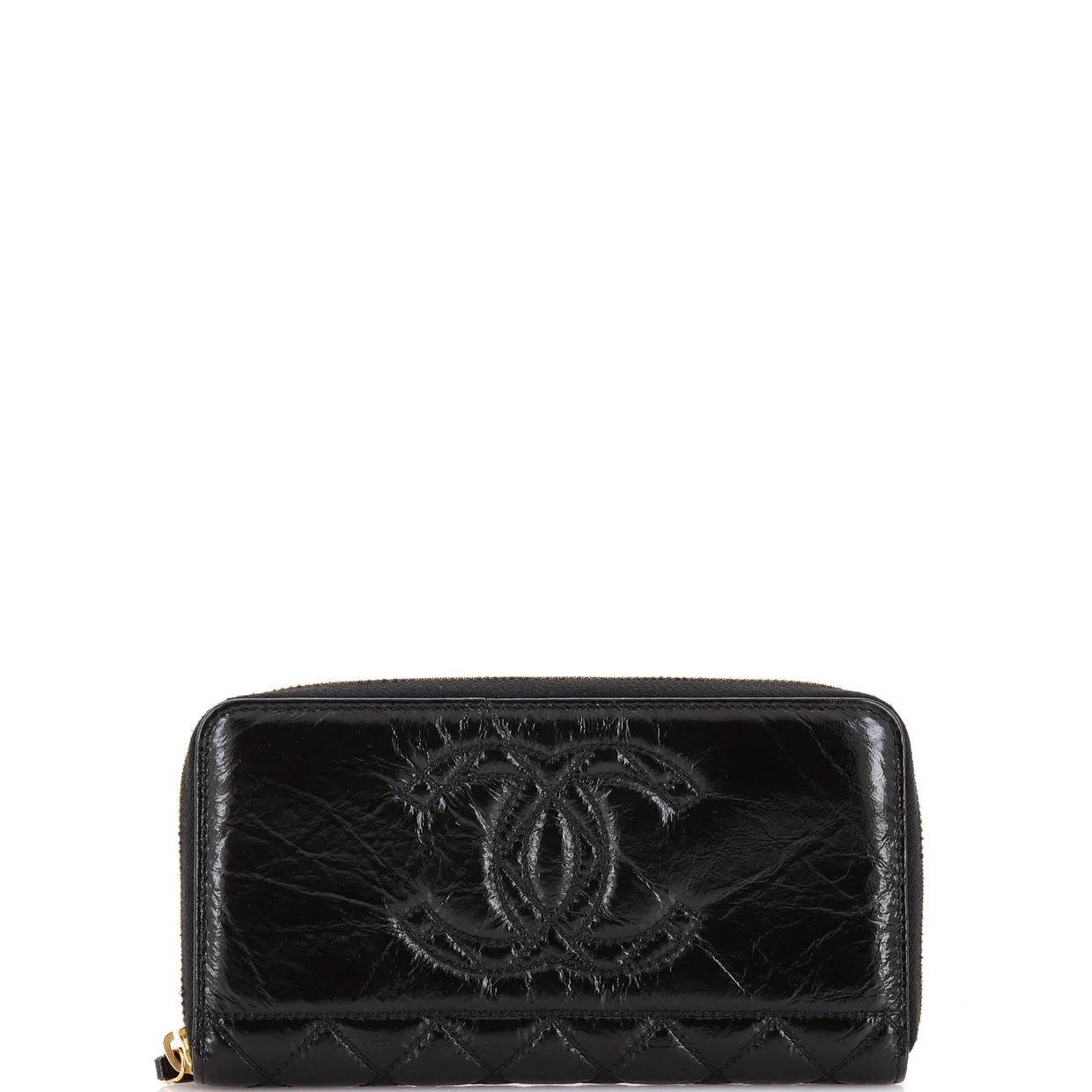 Paris-31 Rue Cambon Timeless CC Zip Around Wallet Quilted Shiny Aged Calfskin Long - Deep Luxury
