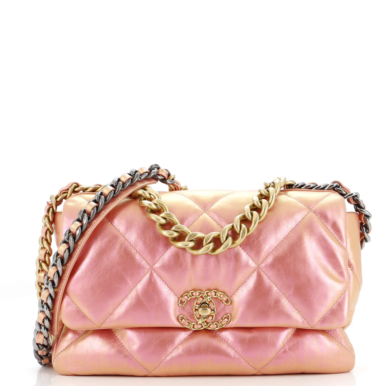 19 Flap Bag Quilted Iridescent Calfskin Large - Deep Luxury
