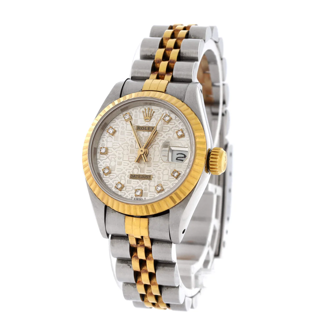 Oyster Perpetual Datejust Automatic Watch Stainless Steel and Yellow Gold with Diamond Markers 26 - Deep Luxury