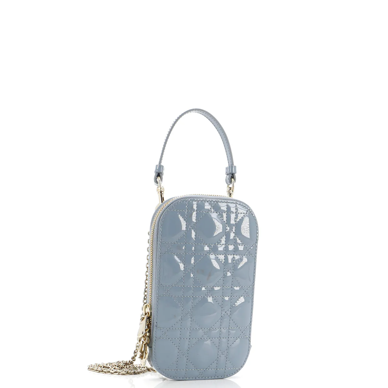 Lady Dior Phone Holder on Chain Cannage Quilt Patent - Deep Luxury