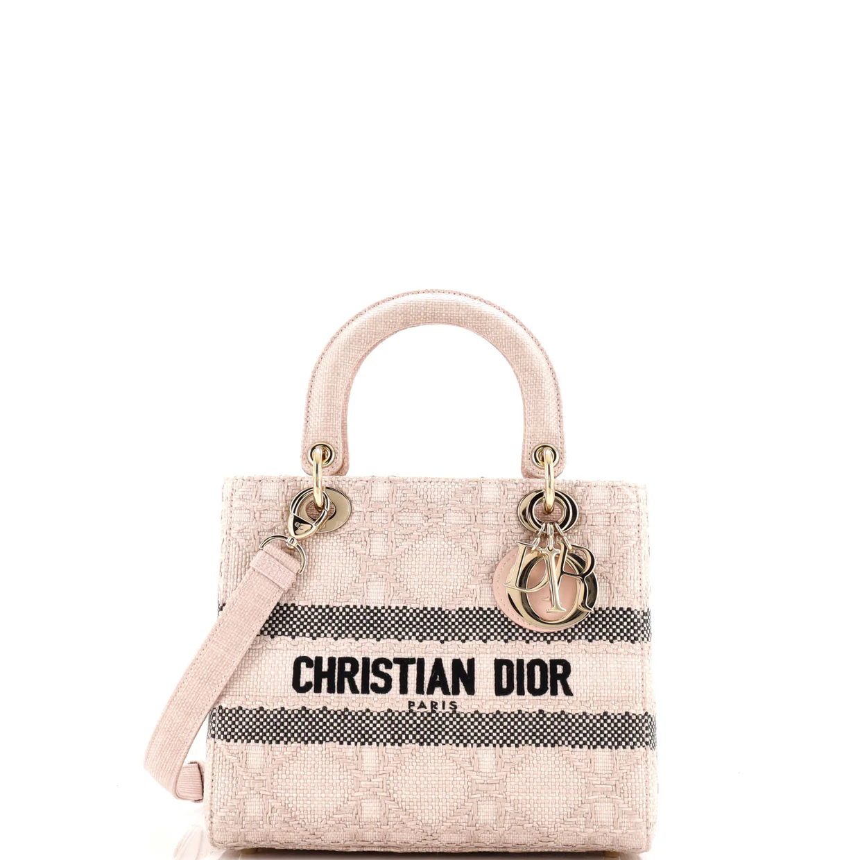 Lady D-Lite Bag Cannage Embroidered Raffia Medium - Deep Luxury