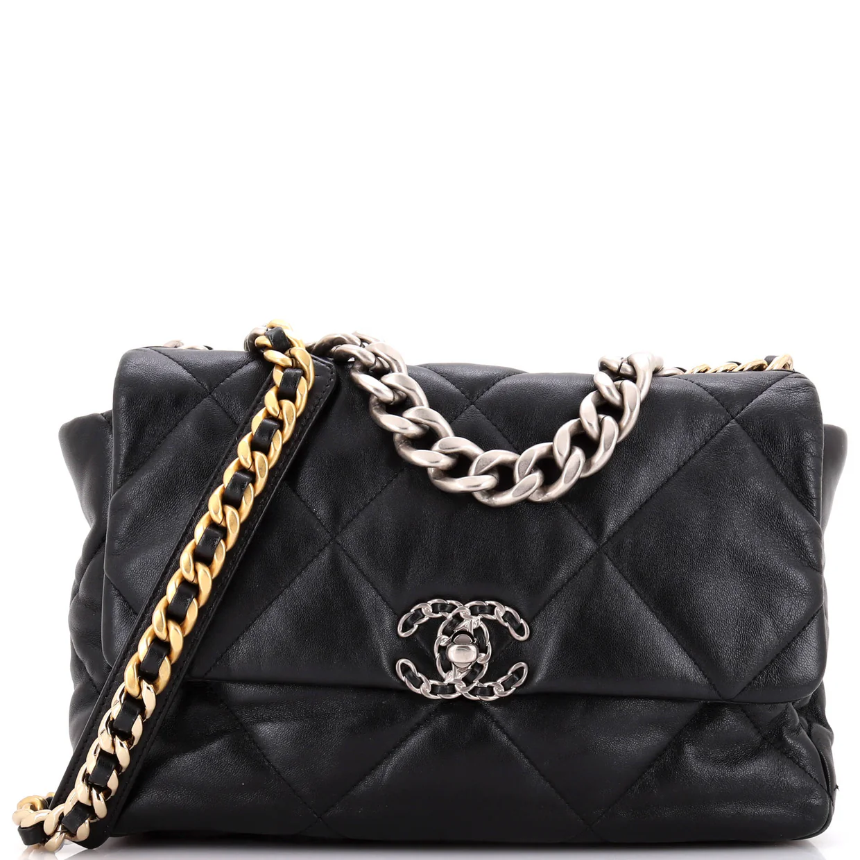 19 Flap Bag Quilted Leather Large - Deep Luxury