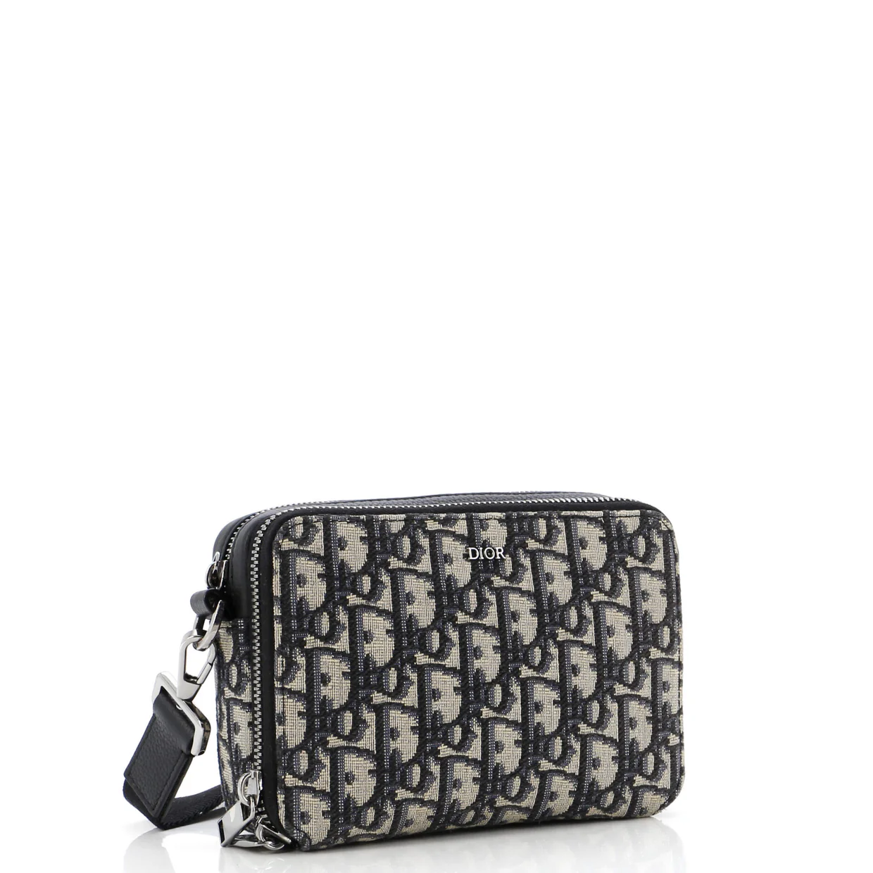 Double Zip Crossbody Pouch Oblique Canvas - Deep Luxury