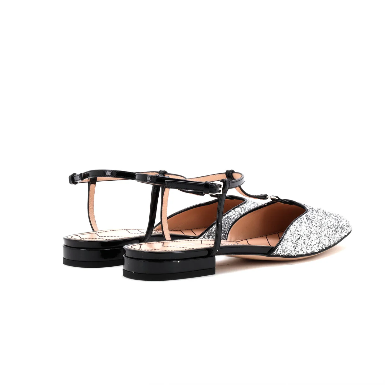 Women's GG Slingback Flats Glitter and Patent - Deep Luxury