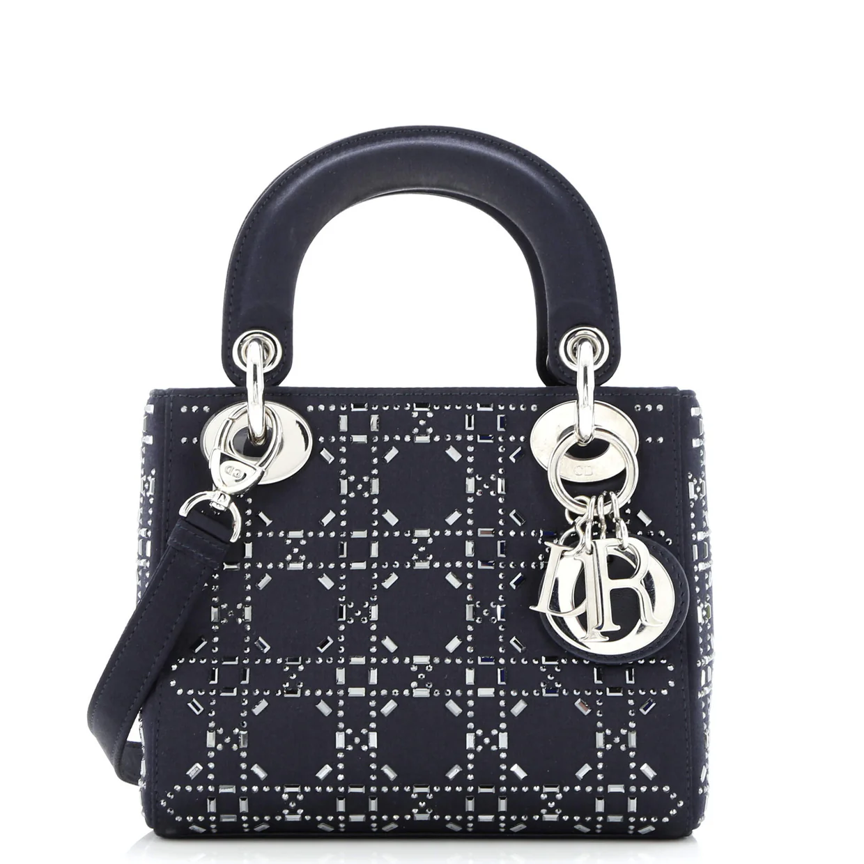 Lady Dior Bag Crystal Embellished Cannage Quilt Satin Mini - Deep Luxury