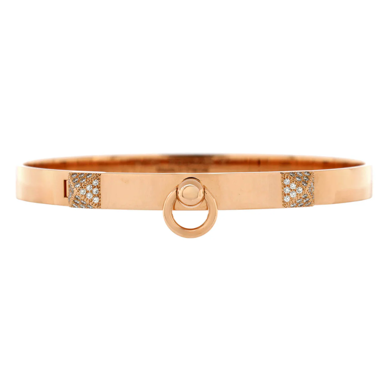 Collier de Chien Bracelet 18K Rose Gold with Pave Diamond Studs PM - Deep Luxury