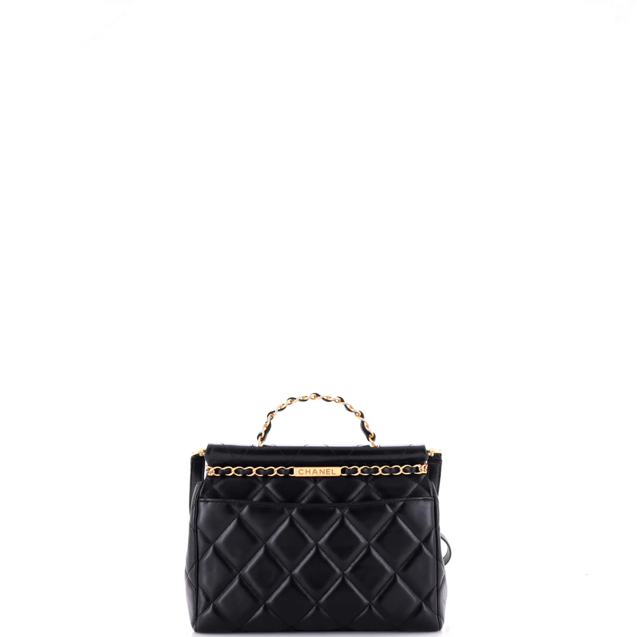 CC Bar Chain Top Handle Convertible Flap Bag Quilted Lambskin Small - Deep Luxury