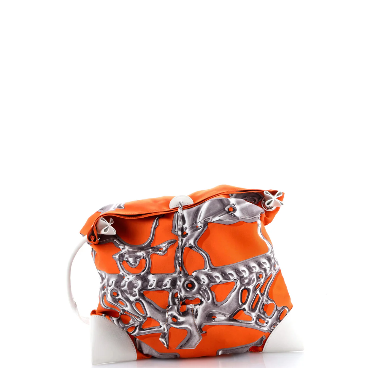 Silky City Bag Printed Silk and Leather PM - Deep Luxury