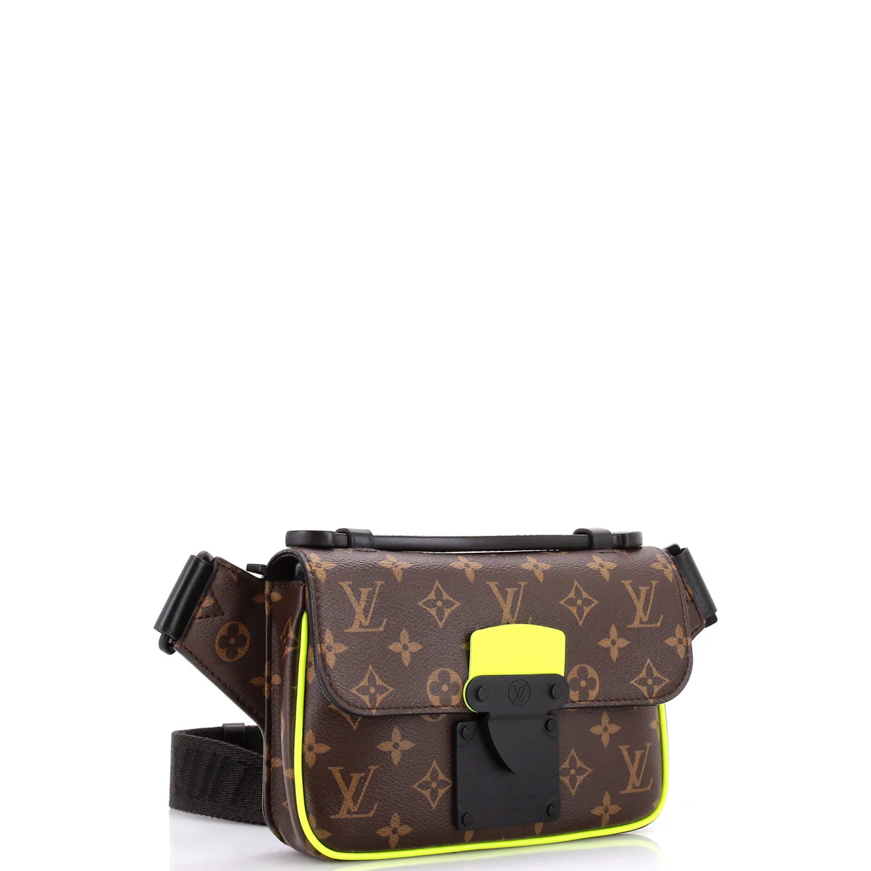 S Lock Sling Bag Macassar Monogram Canvas - Deep Luxury