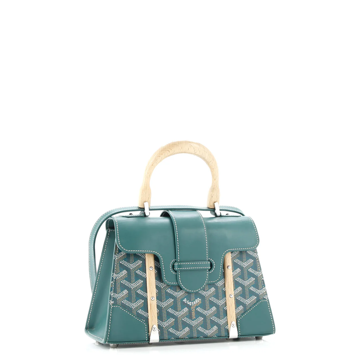 Structured Saigon Top Handle Bag Coated Canvas with Leather Mini - Deep Luxury