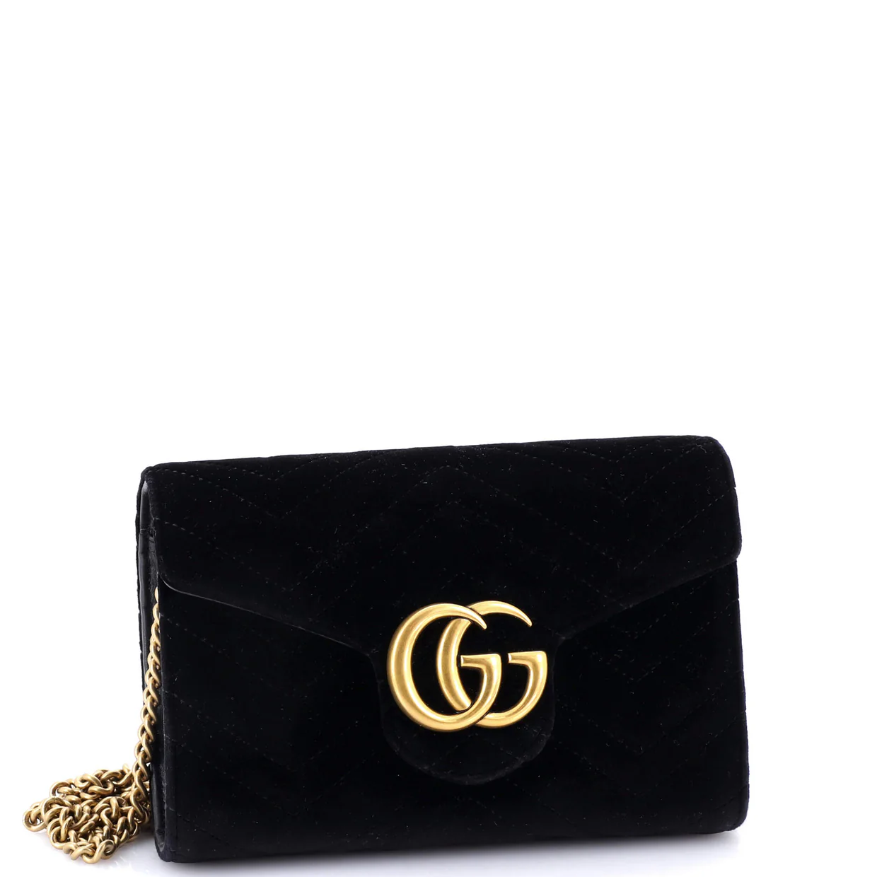 GG Marmont Chain Wallet Matelasse Velvet Mini - Deep Luxury