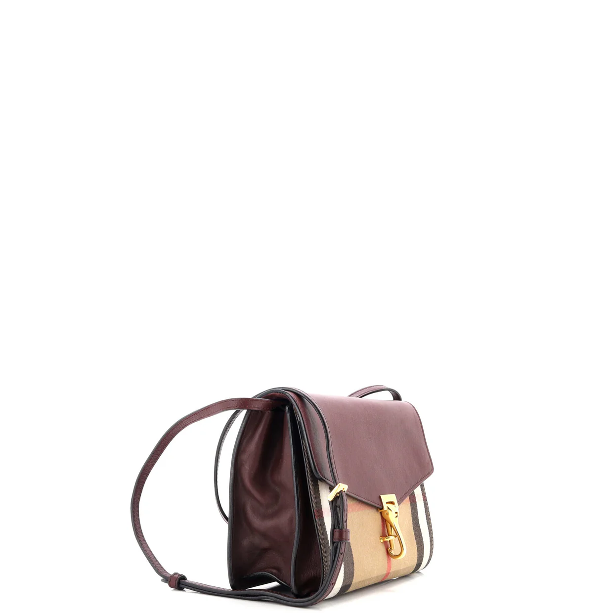 Macken Crossbody Bag Leather and House Check Canvas Small - Deep Luxury