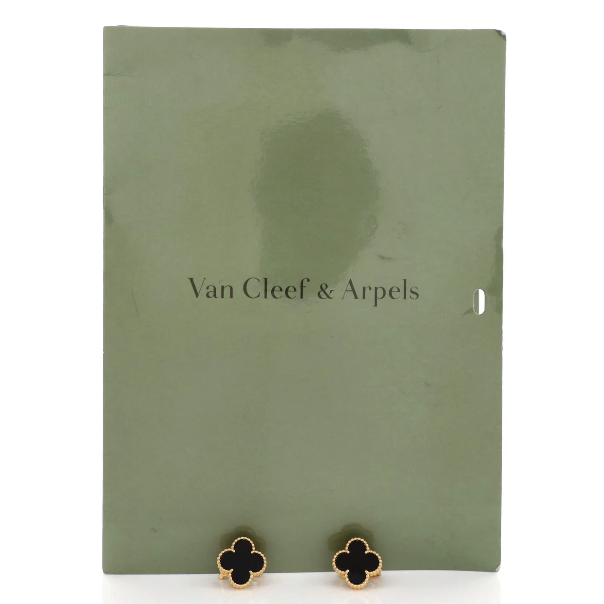 Vintage Alhambra Earrings 18K Yellow Gold and Onyx - Deep Luxury