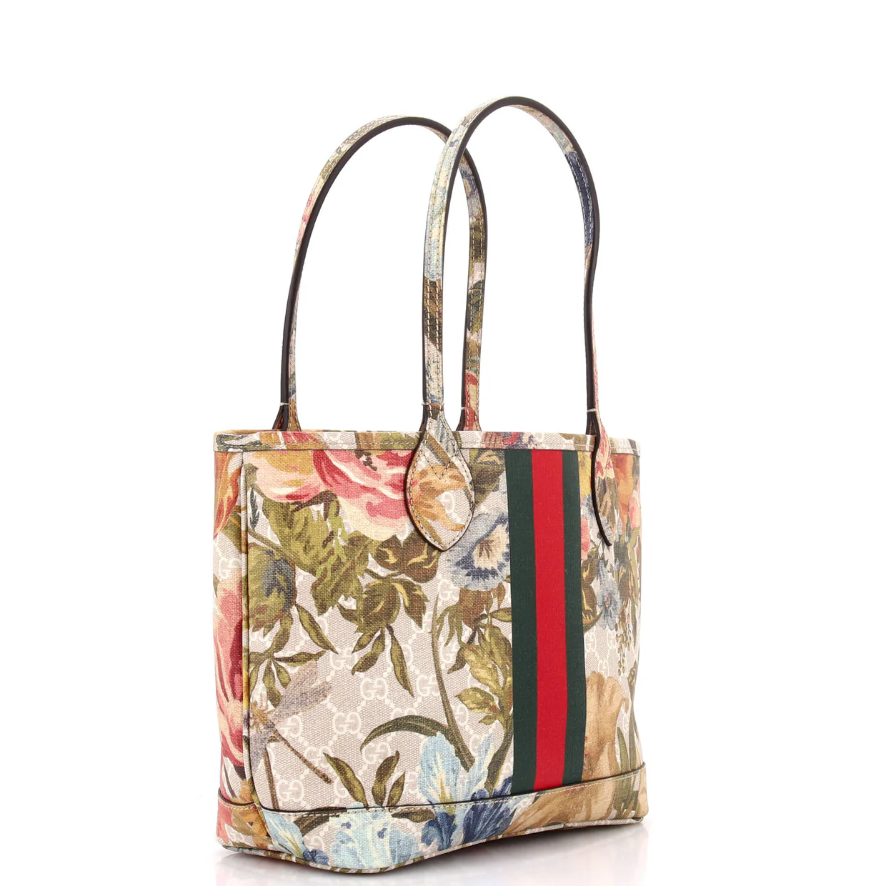 Ophidia Tote Water Flora GG Coated Canvas Medium - Deep Luxury