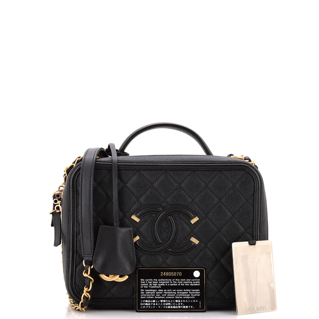 Filigree Vanity Case Quilted Caviar Large - Deep Luxury