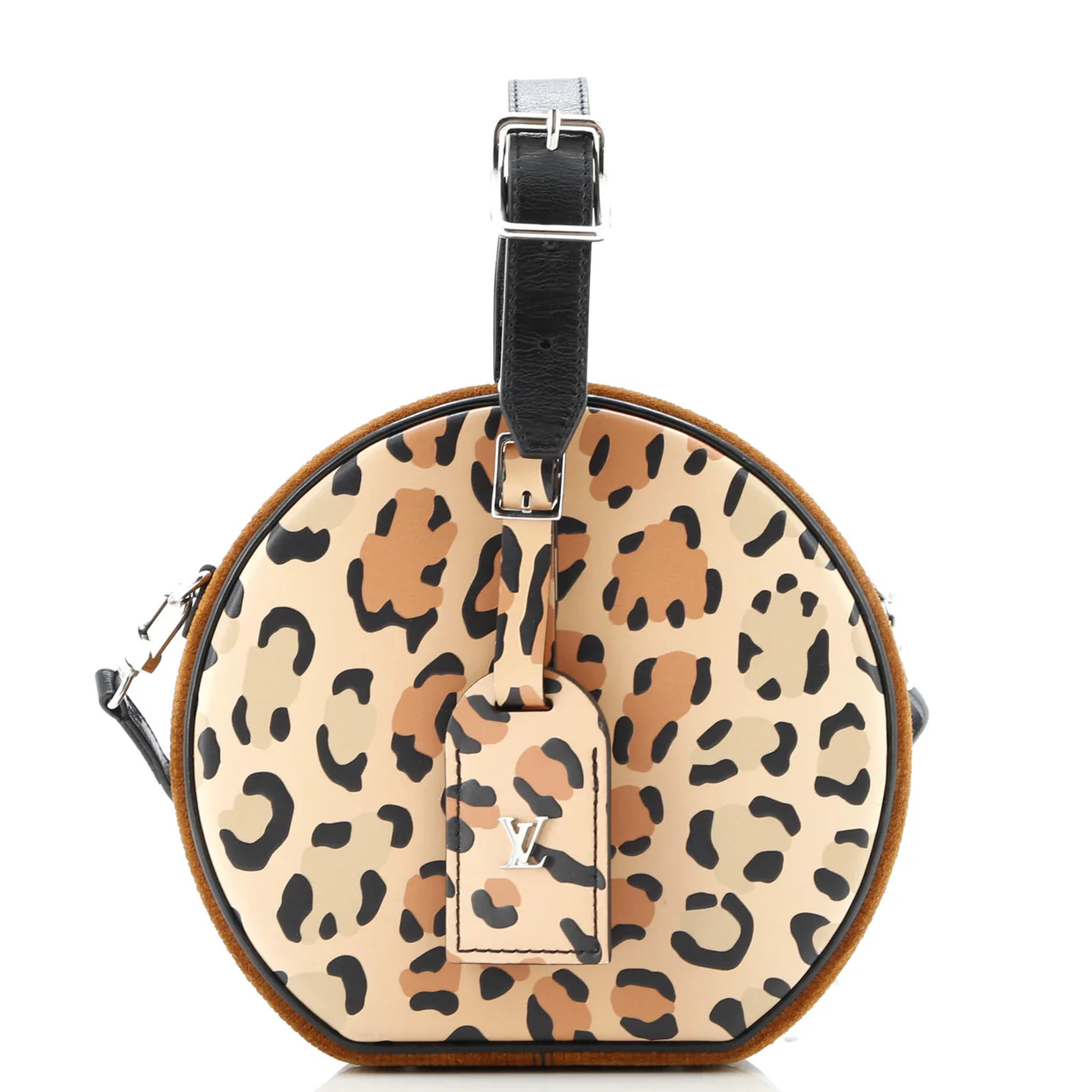Petite Boite Chapeau Bag Reverse Monogram Canvas and Leopard Printed Leather - Deep Luxury