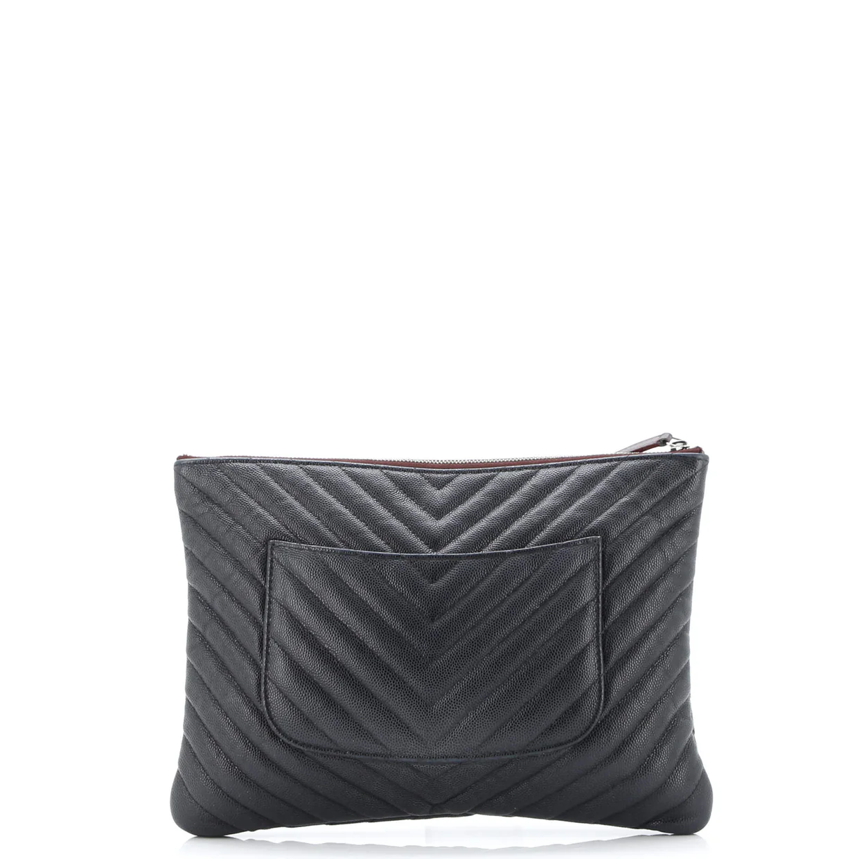 O Case Clutch Chevron Caviar Medium - Deep Luxury
