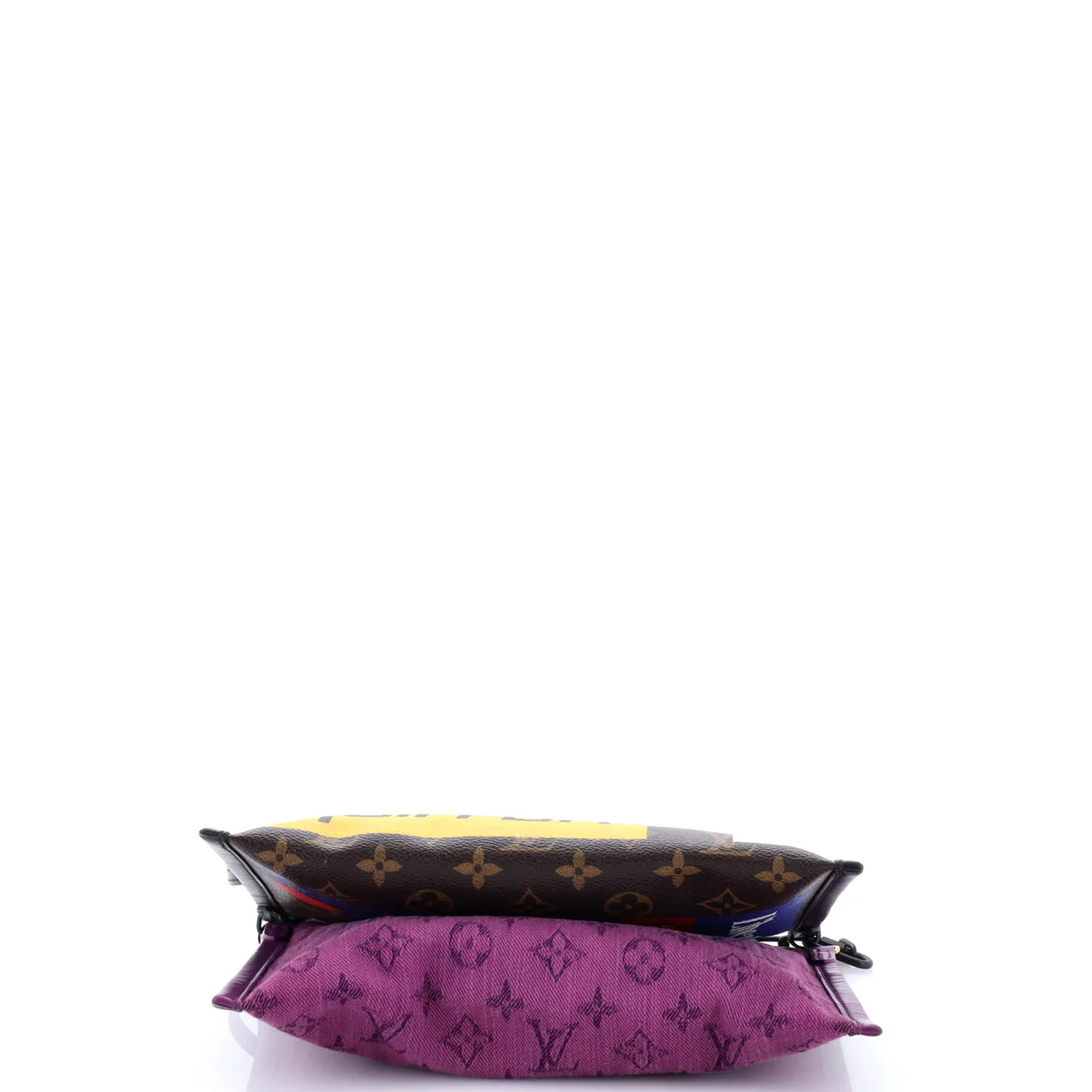 Double Flat Messenger Bag Limited Edition Logo Story Monogram Canvas and Denim - Deep Luxury