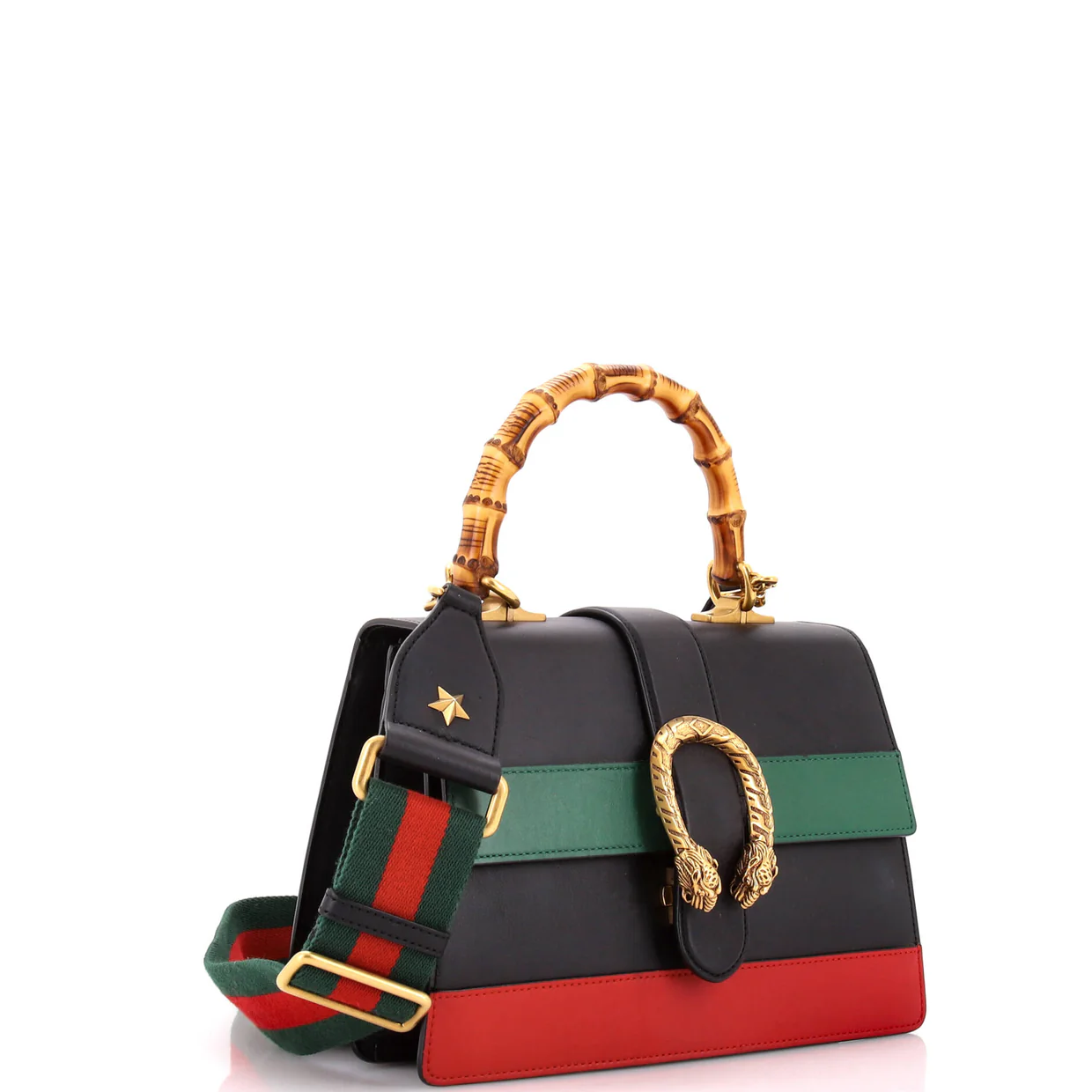 Dionysus Bamboo Top Handle Bag Colorblock Leather Medium - Deep Luxury