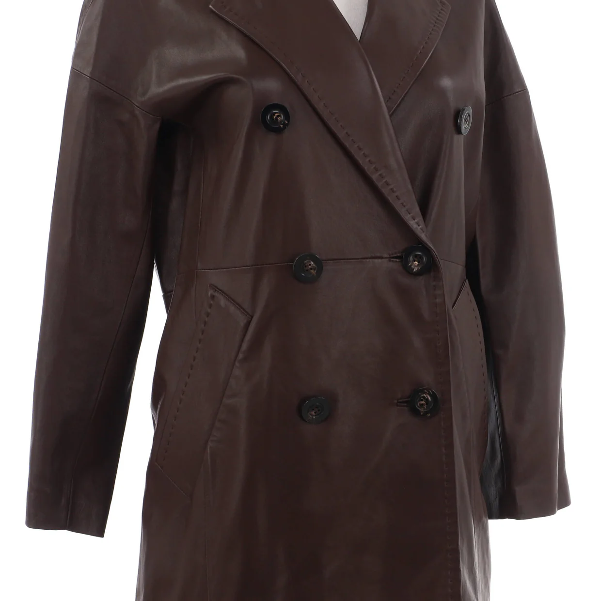 Women's Ussuri Double Breasted Coat Leather - Deep Luxury