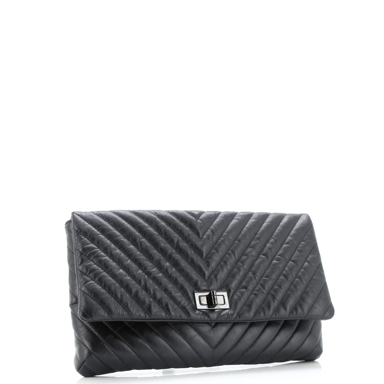 So Black Reissue 2.55 Flap Clutch Chevron Aged Calfskin - Deep Luxury